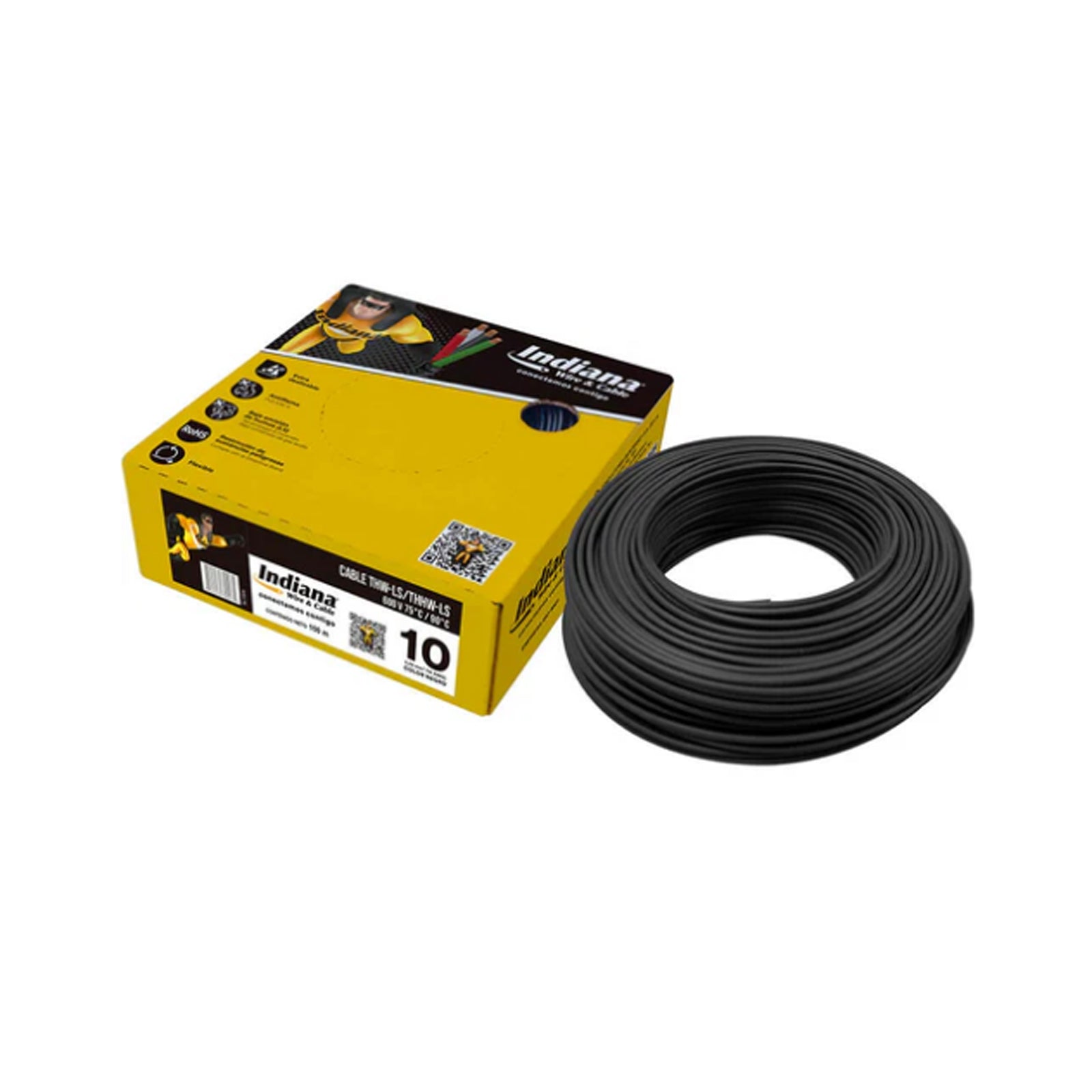 Caja de Cable Calibre 10 THW 600V 100m Negro - Indiana